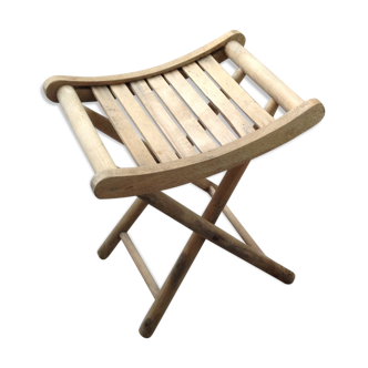 Folding wood stool