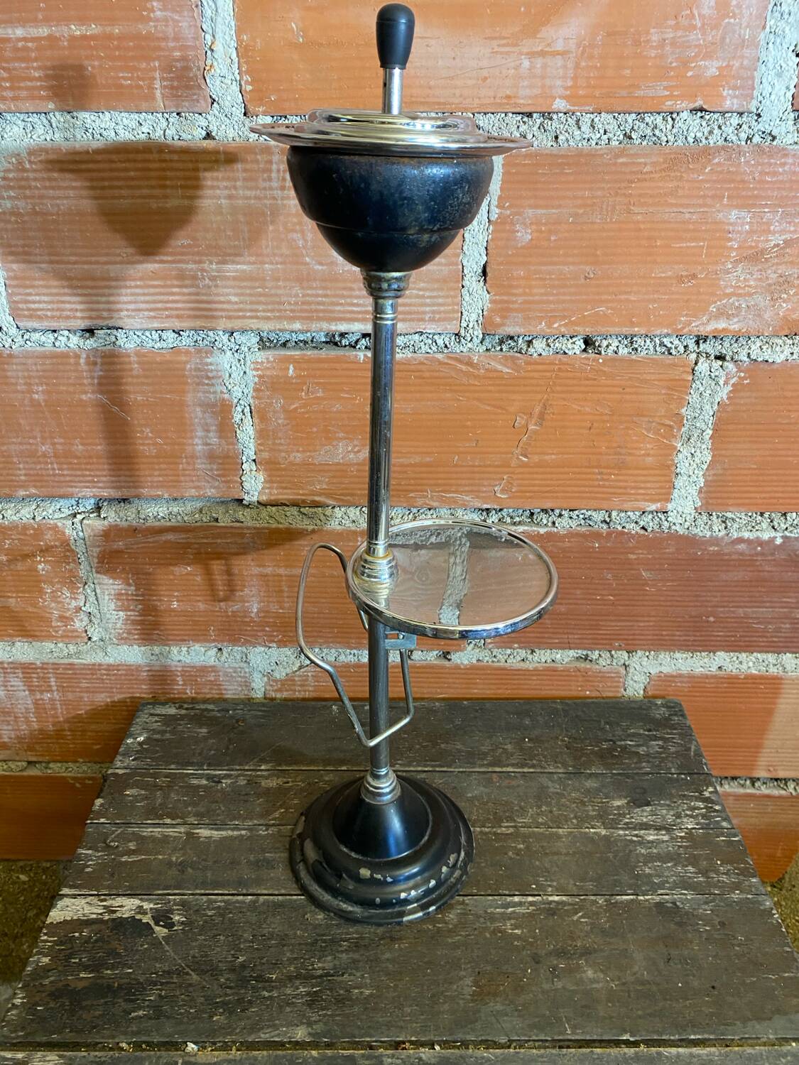 Ashtray on Stand + Tray + Metal Magazine Rack in Black + Vintage Chrome