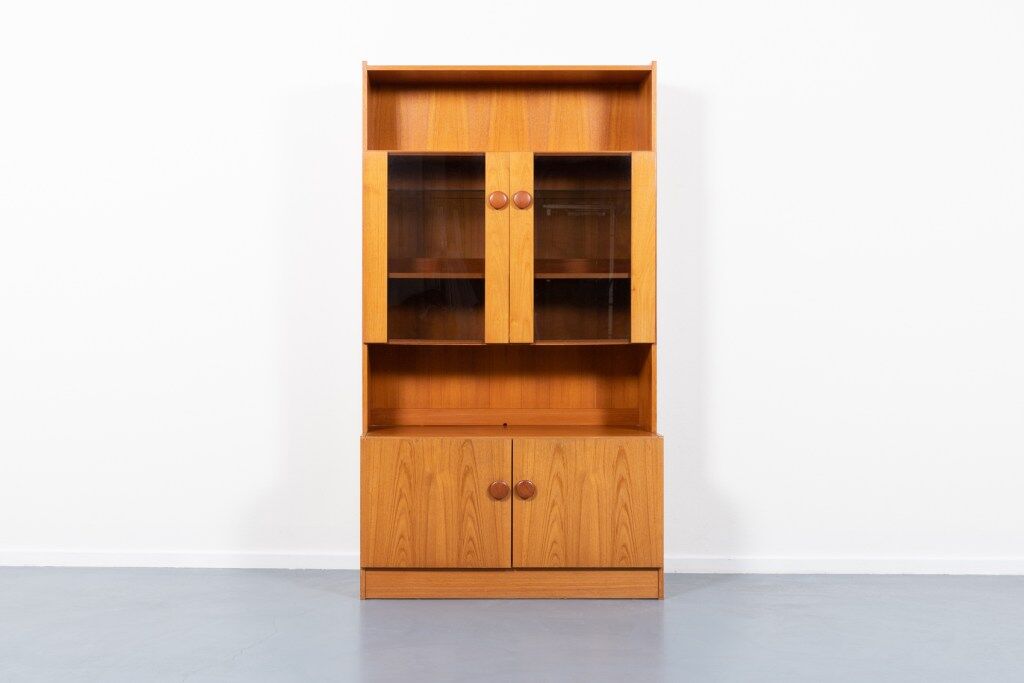Two-piece wardrobe made of Danish teak veneer from the 1970s