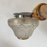 Art Deco ceiling light in frosted glass and gilding