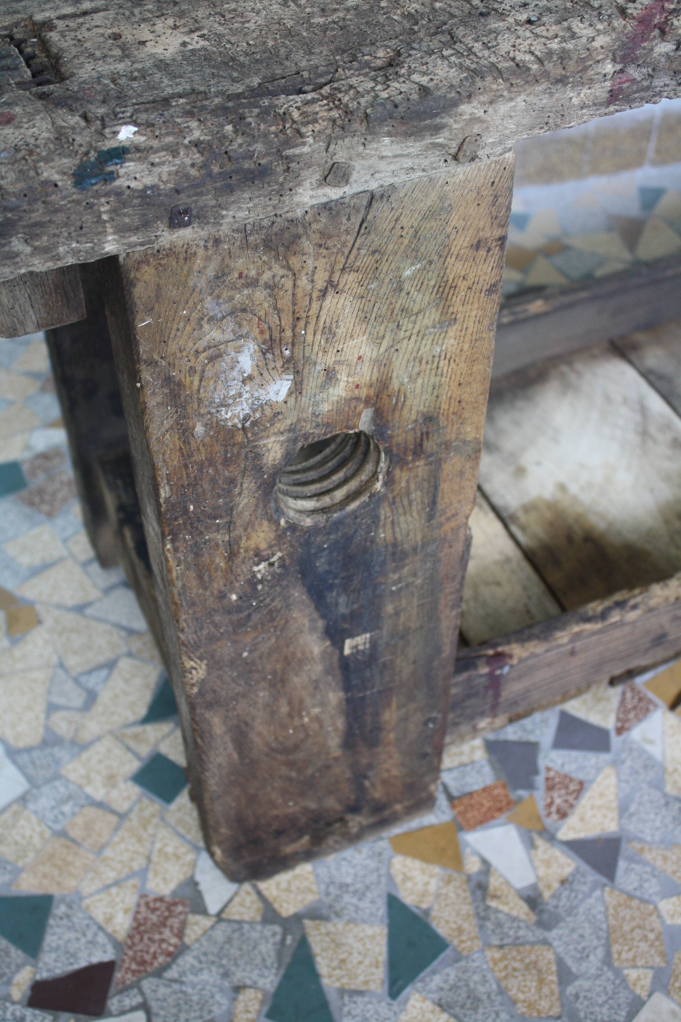 Ancient wooden workbench