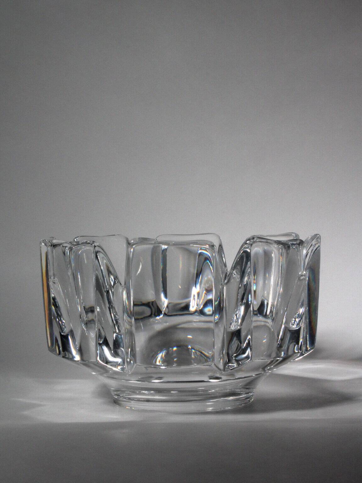 Lars Hellsten "Corona" Grand Bol en Cristal Plein, Pour Orrefors, Suède