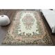 1970s Vintage Turkish Oushak Handmade Wool Cotton Beige Area Rug 179x311
