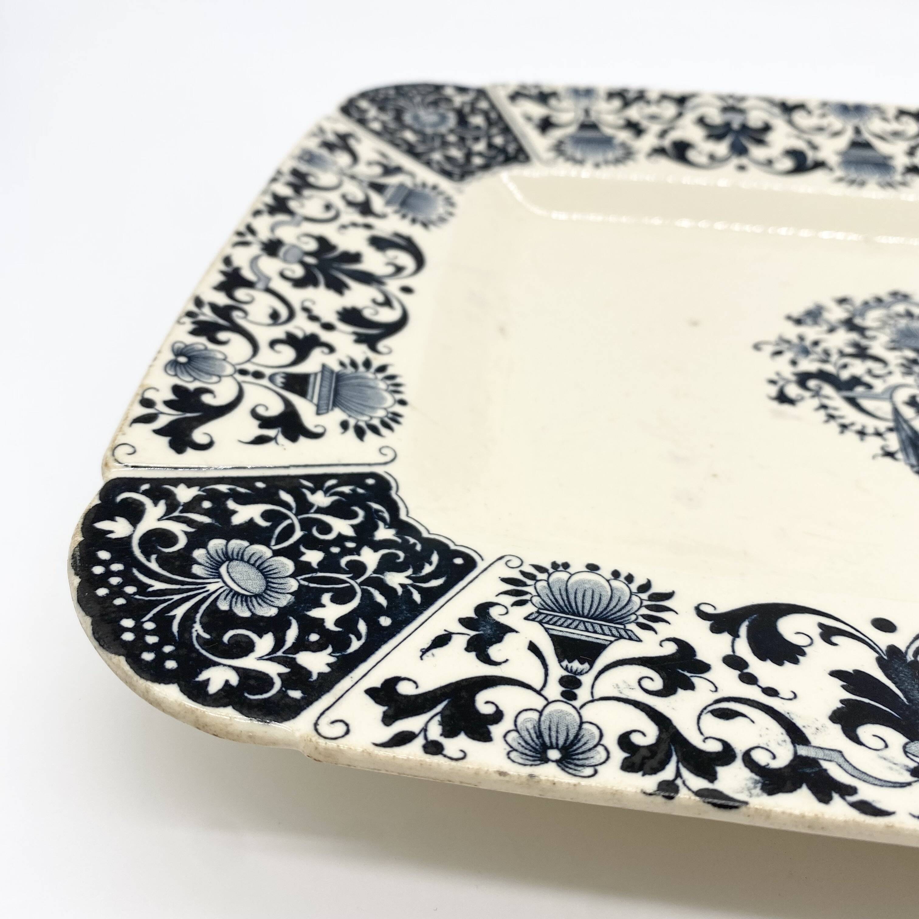 Gien earthenware dish "Terre de Fer", "Ibis" service, 1876