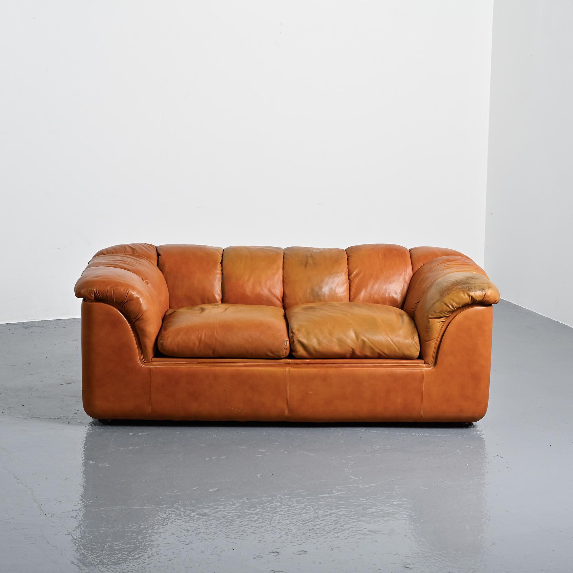 Cocker leather sofa, Bresciani, Poltrona Frau, around 1975
