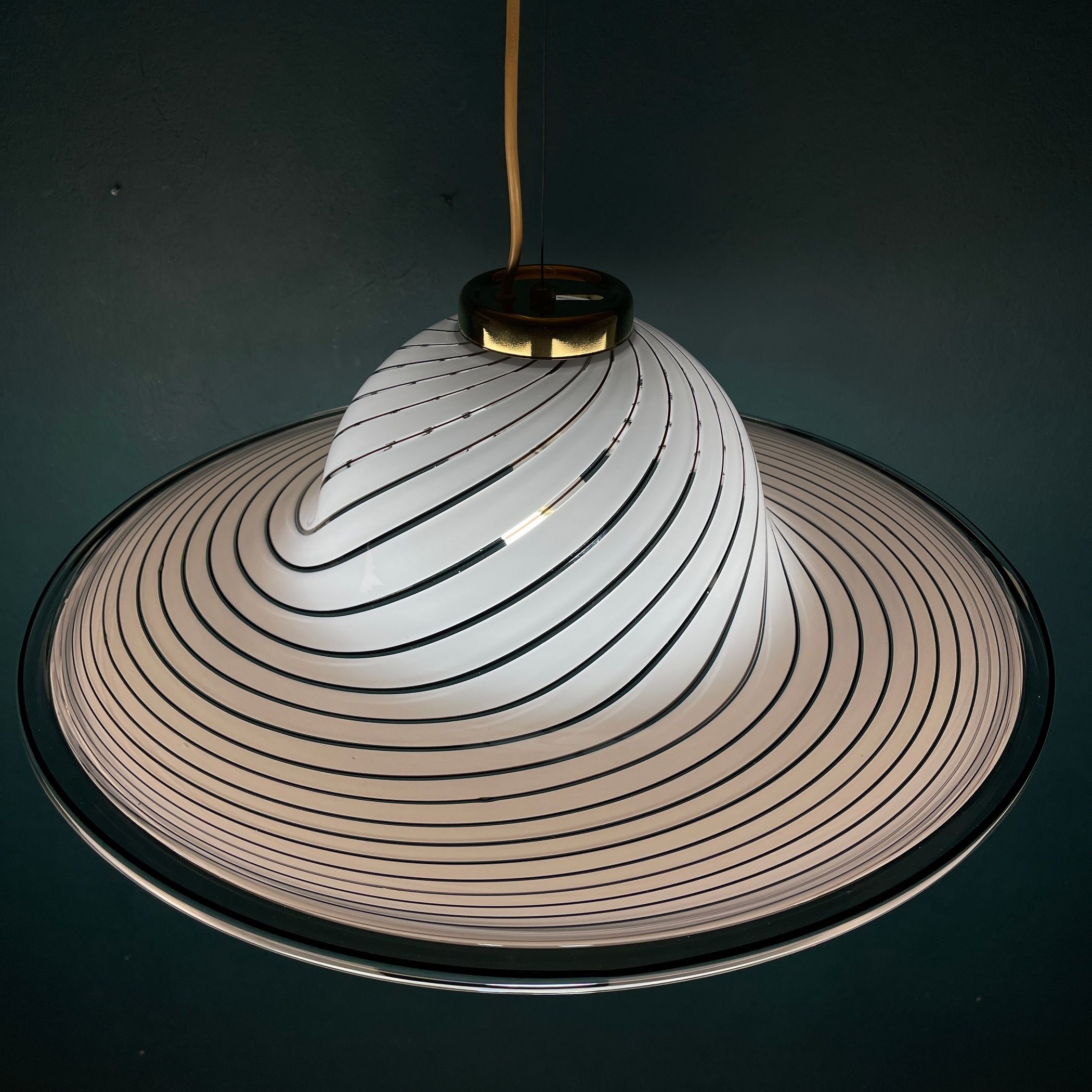 Classic swirl Murano glass pendant lamp Italy 1970s