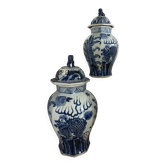 China - pair of covered porcelain vases with decoration