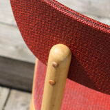 5 chairs light beech skaï red 1950