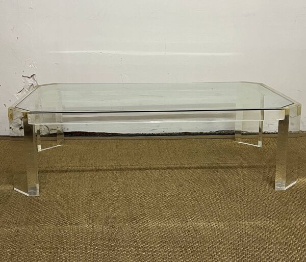 Table basse en Lucite par David Lange, 1970