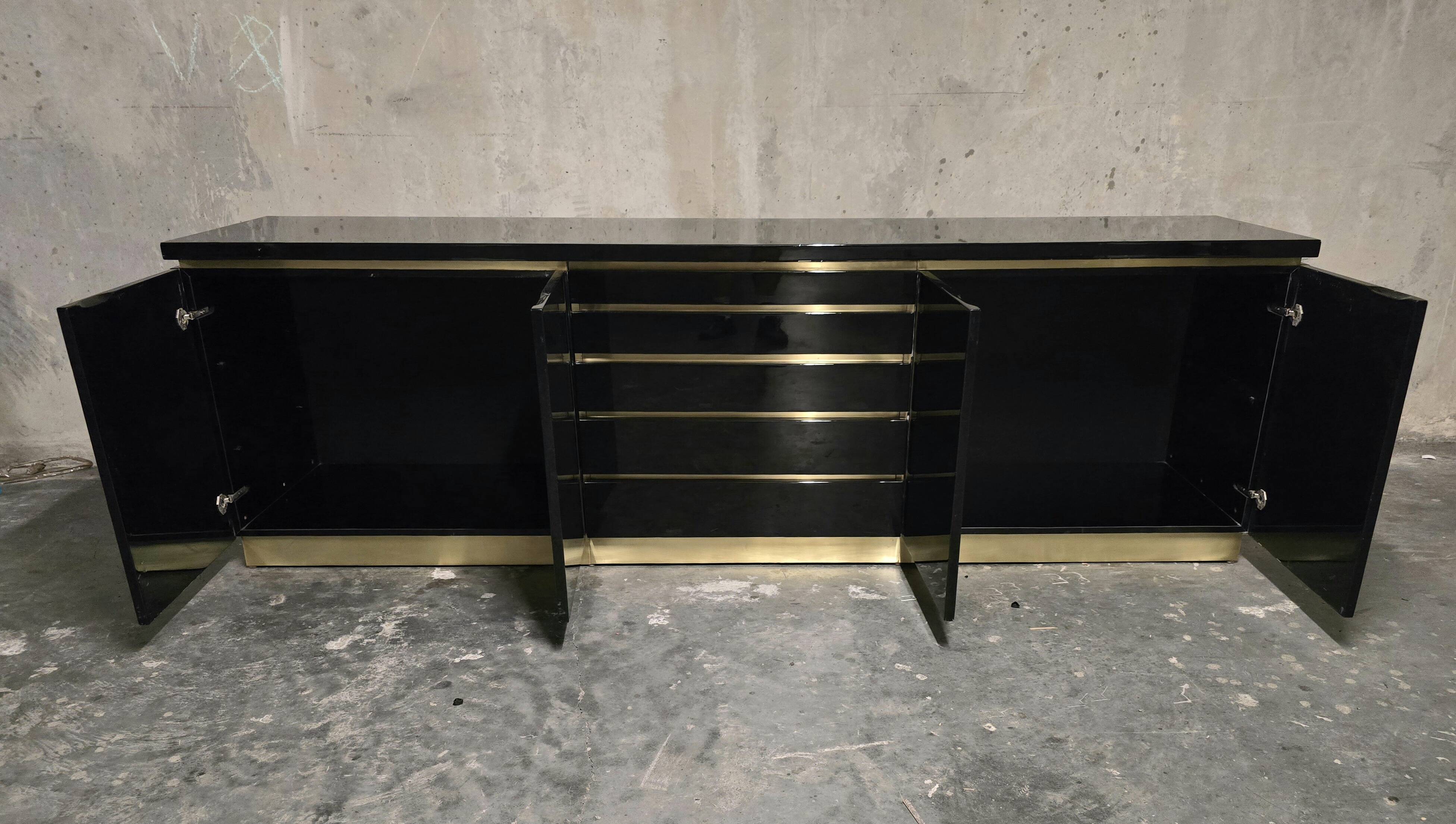 Jean-Claude Mahey for Maison Romeo Paris — Sideboard in black lacquer and milk.
