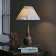 Art Nouveau table lamp in coloured terracotta by L. Hjorth, Bornholm, 1930s.