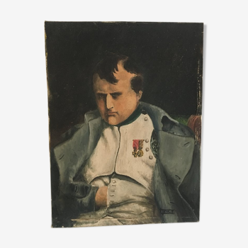 Portrait huile Napoleon XIX ieme siecle, signé