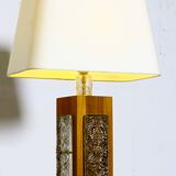 Vintage teak wood and glass lamp by Ateljé Glas & Trä, Sweden 1960s