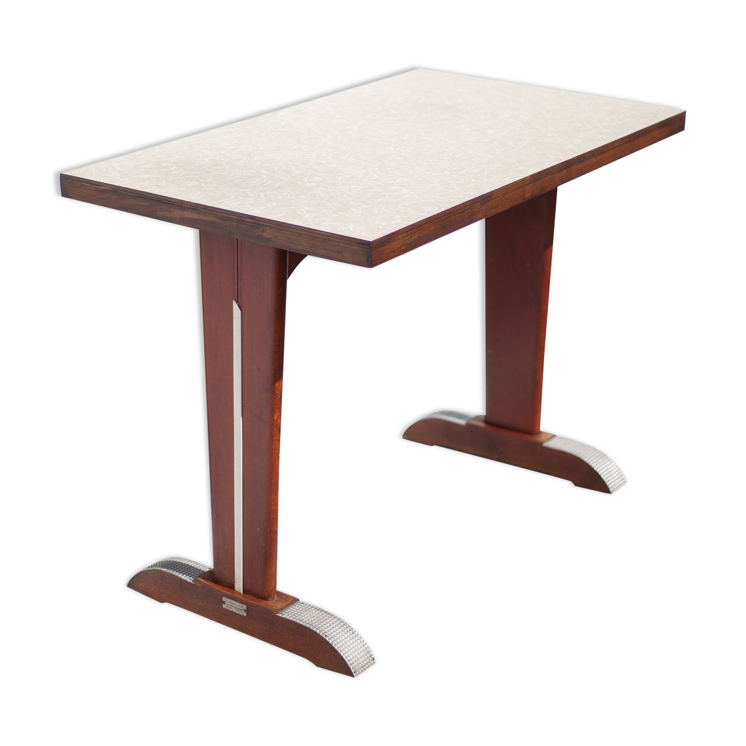 30s bistro table in wood and aluminum