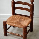 Petite chaise Charles Dudouyt bois et paillage