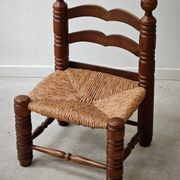 Petite chaise Charles Dudouyt bois et paillage
