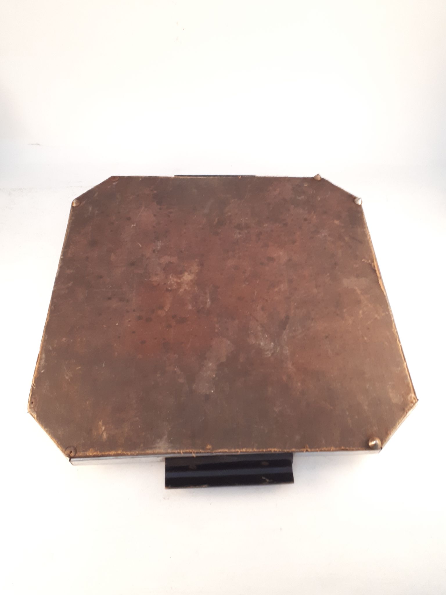 Plateau de service miroir métal et bois carré art déco 1930
