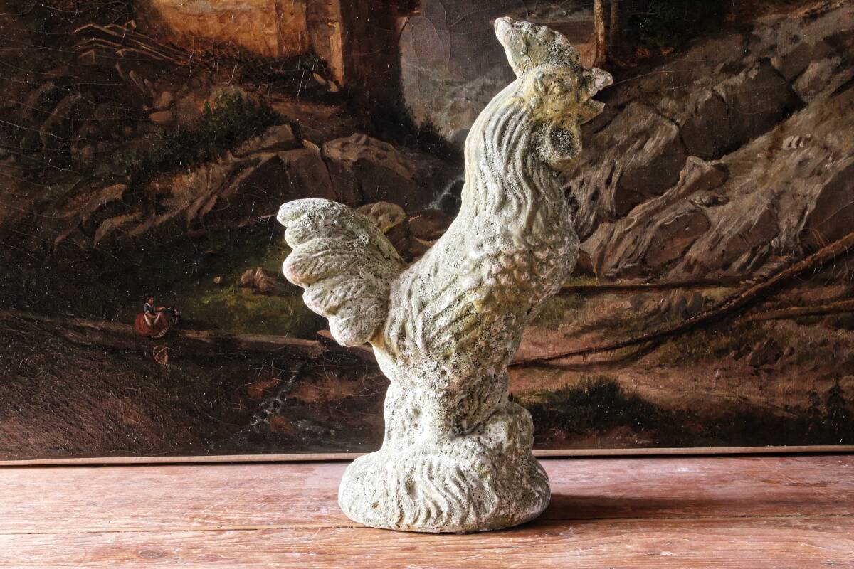 Antique enamelled terracotta rooster