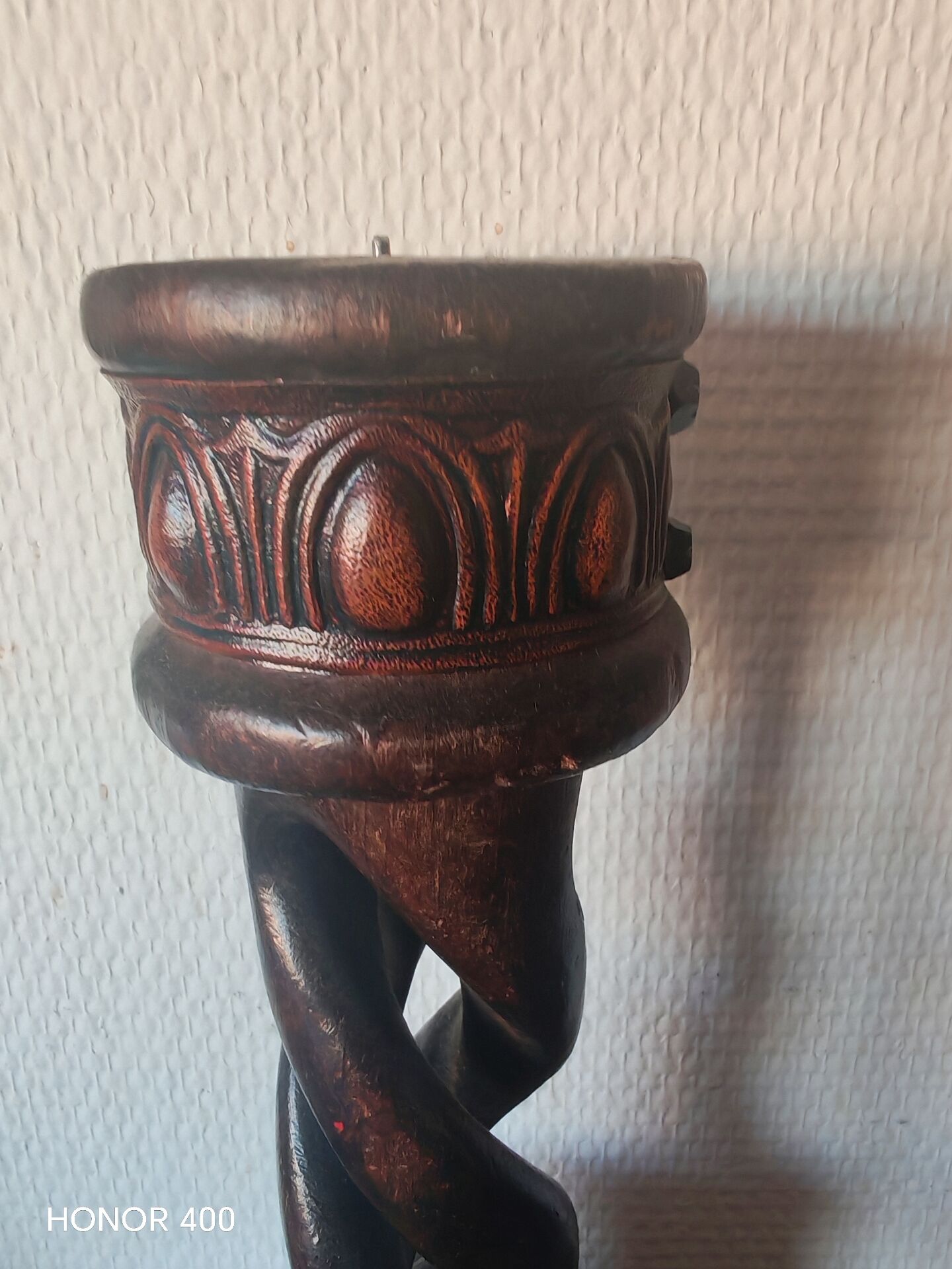 Vintage twisted wooden candlestick