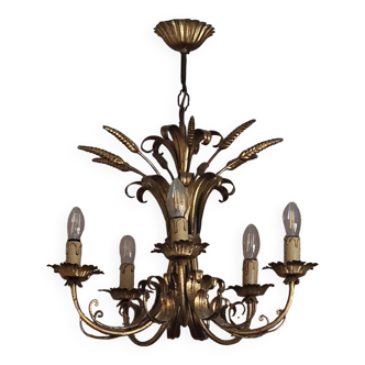 Patinated bronze chandelier with 5 lights – Louis XV style