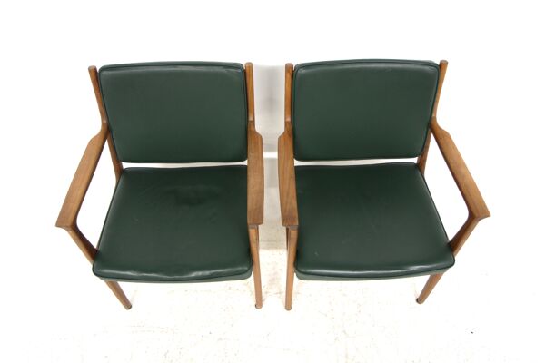 Set de 2 fauteuils en cuir, Karl Erik Ekselius, Suède, 1960