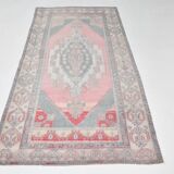 4x8 Soft Pink Geometric Handmade Vintage Rug, 128x242Cm