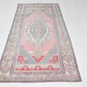 4x8 Soft Pink Geometric Handmade Vintage Rug, 128x242Cm