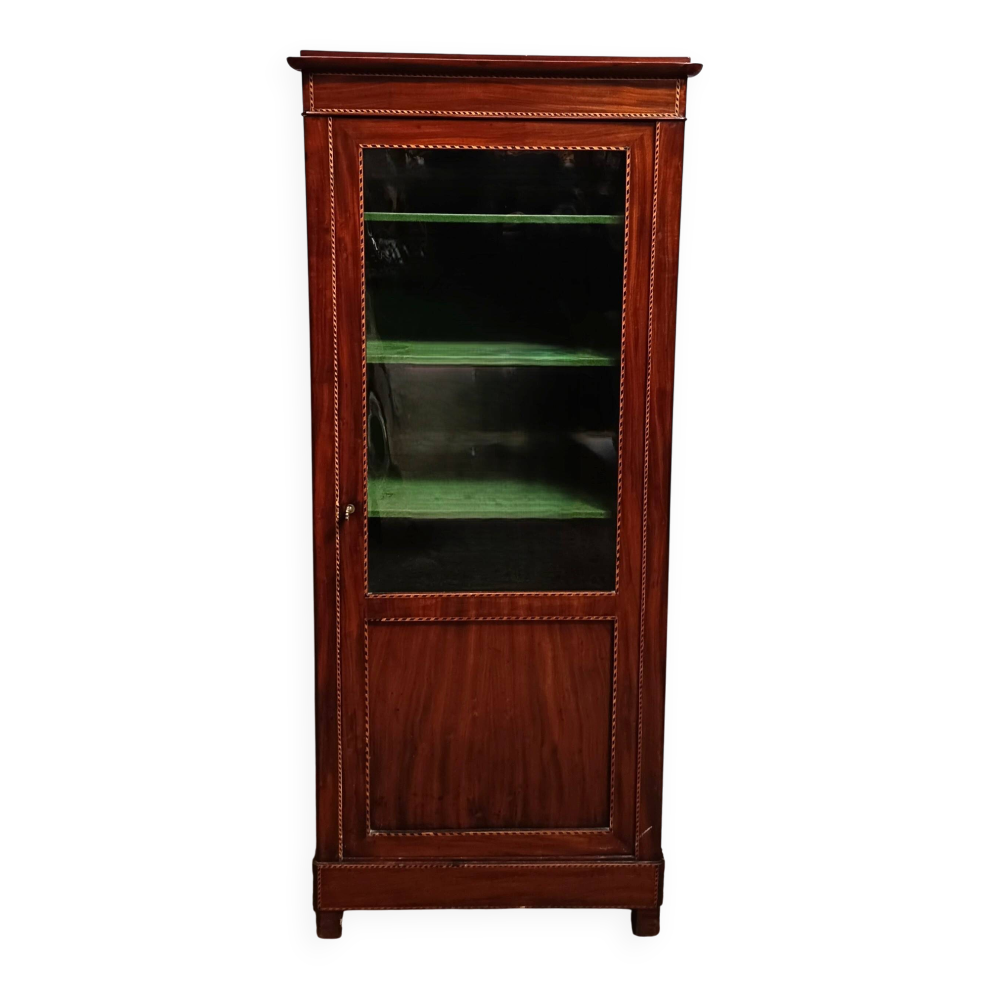 English style display cabinet in marquetry mahogany.