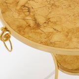 Set of 4 neoclassical side tables in brass and marble by Maison Charles, 1960.
