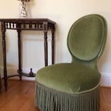 Pair of green velvet armchairs