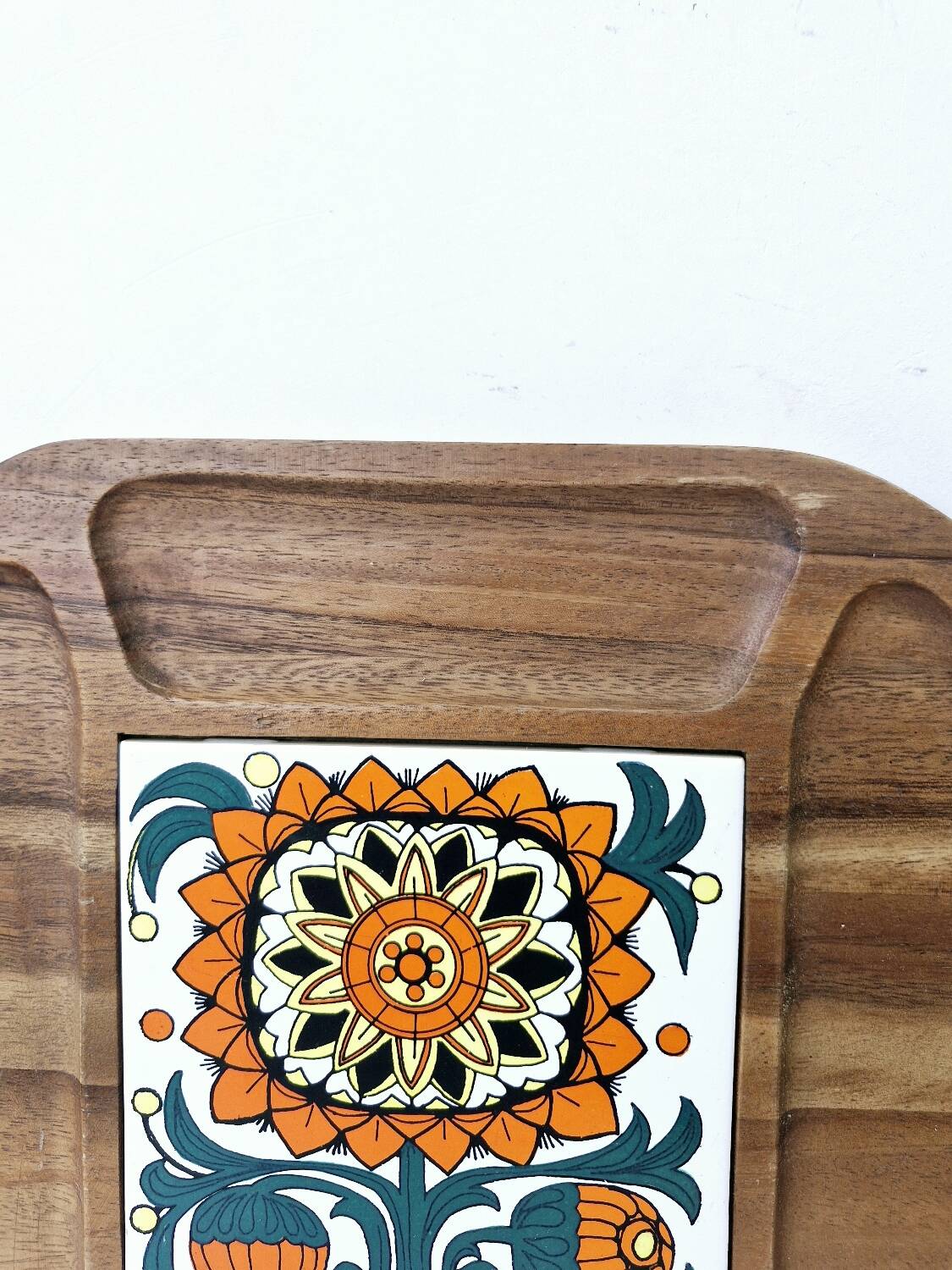Plateau Compartimenté Vintage Bois Céramique
