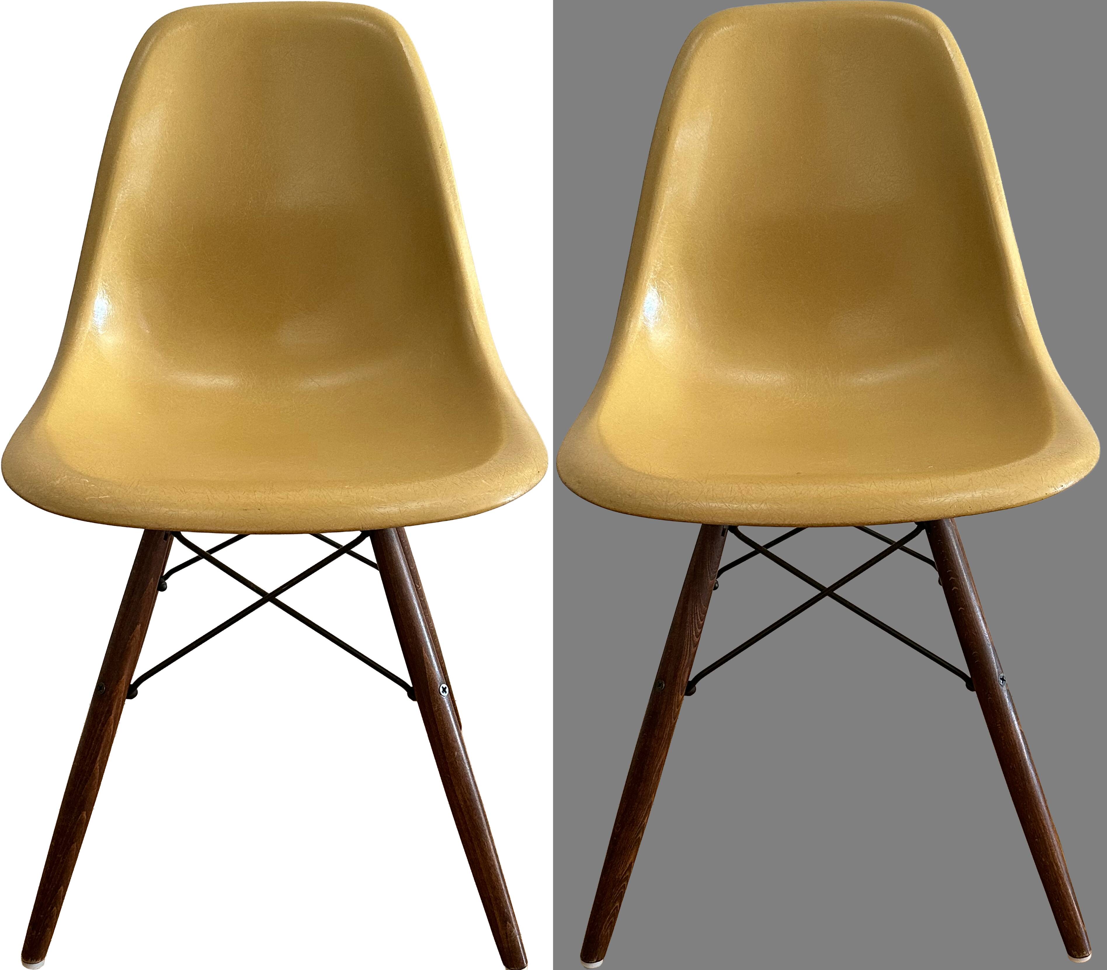 Set of 6 original Eames DSW chairs by Herman Miller