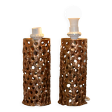 Paire de lampes de table brutalistes
