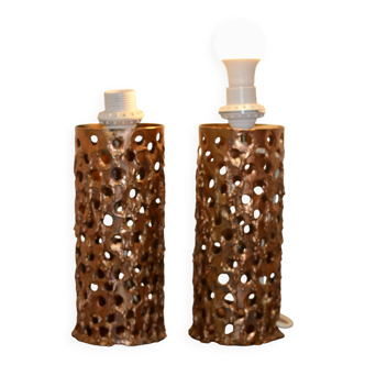 Paire de lampes de table brutalistes
