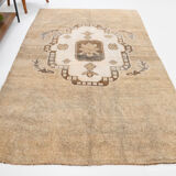 Brown and beige wool oushak rug 286x181cm