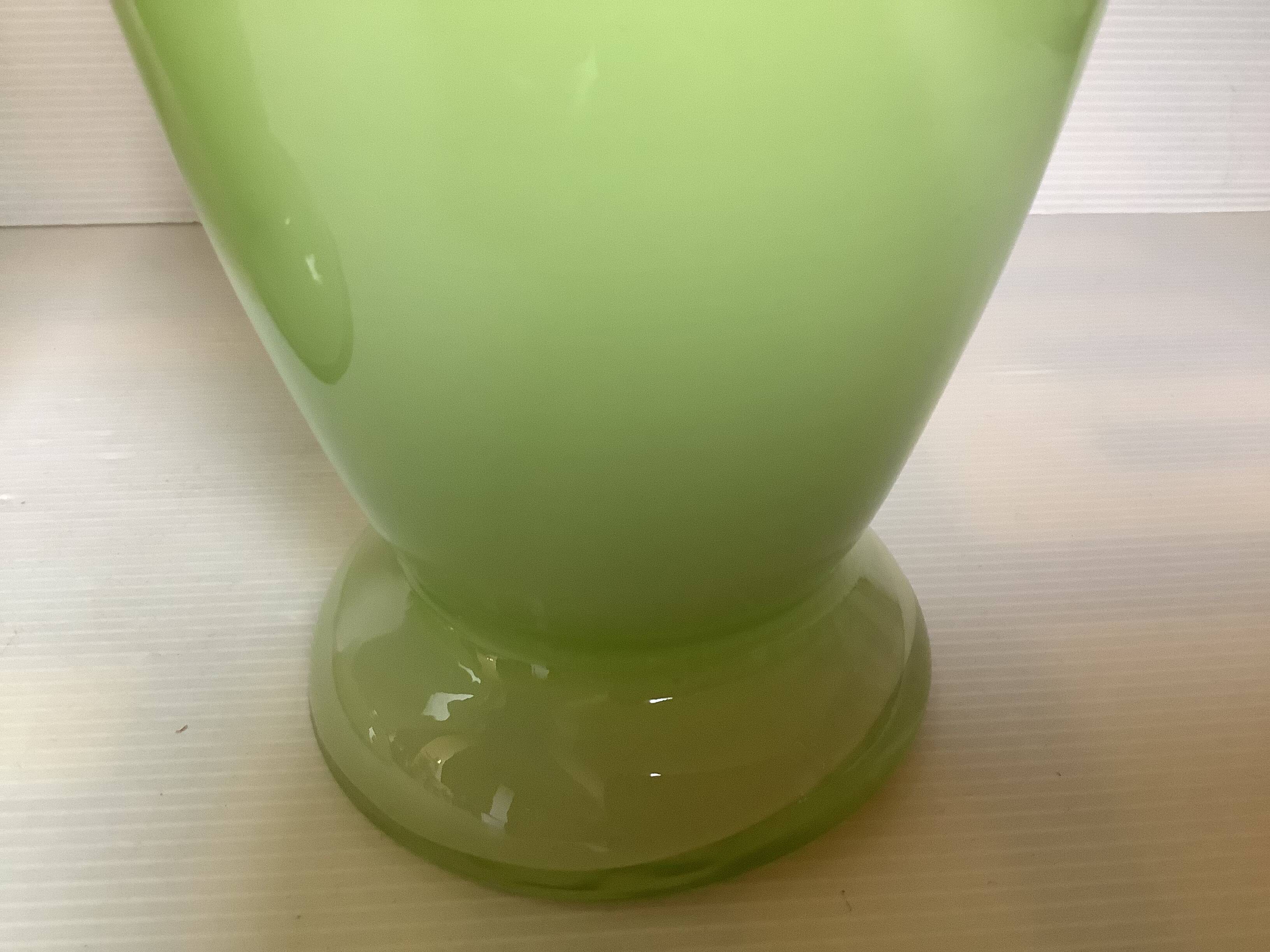 Pair of green glass paste vases