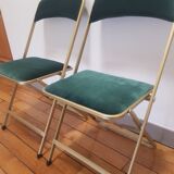 Lot of 2 velvet folding chairs
