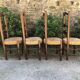 Chaises vintage paillées en chêne massif
