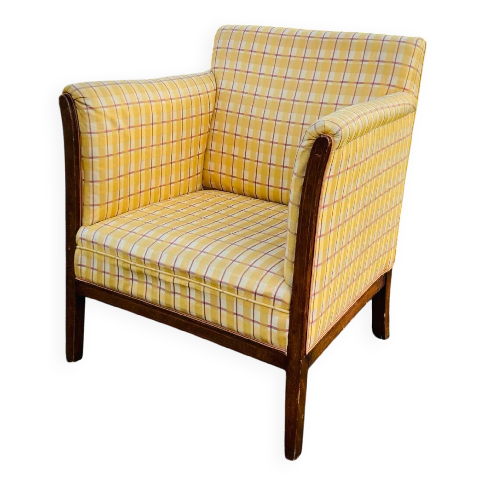 Art Deco club armchair in solid wood, early 20th century