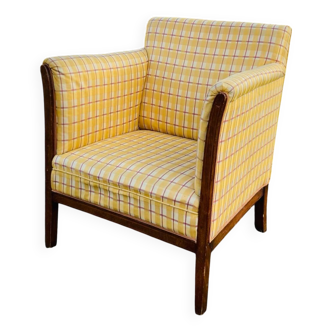 Art Deco club armchair in solid wood, early 20th century