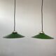Pair of vintage industrial enamelled suspensions