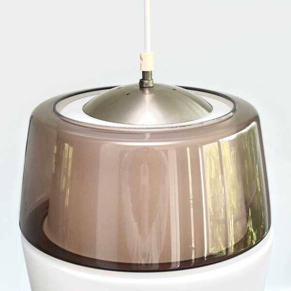 Suspension en verre fumé Peill & Putzler des années 1960, moderne du milieu du siècle, moderniste   lampe de plafond vintage MCM en bloc de couleur violet améthyste