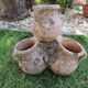 Pot de fleurs multiple en terre cuite, terracotta 1960