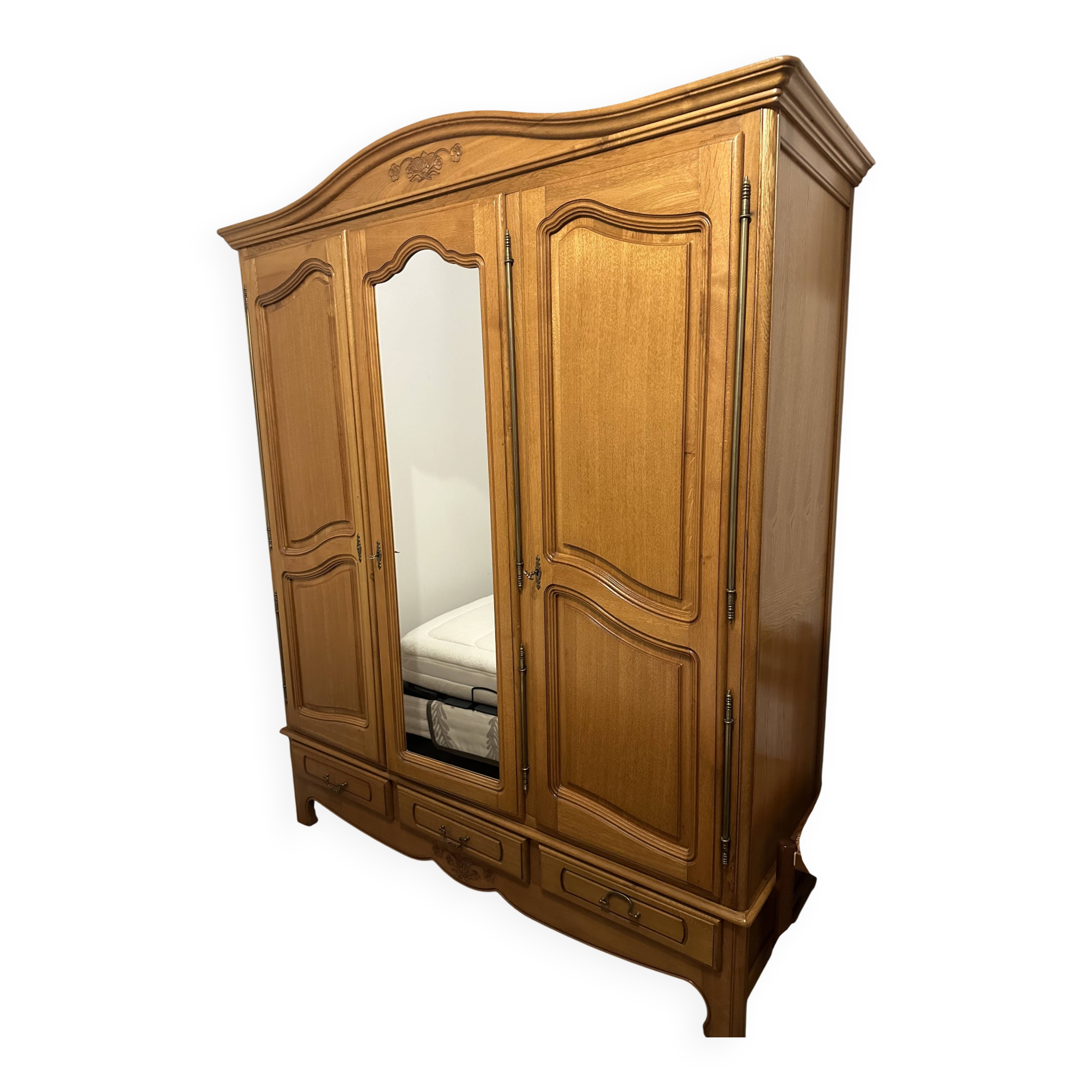 3-door, 3-drawer wardrobe in solid oak