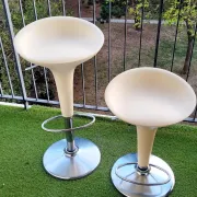 Two bombo stools by magis designed by stefano giovannoni.