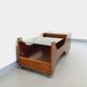 Vintage bar coffee table on rosewood wheels and smoked glass from the 60s