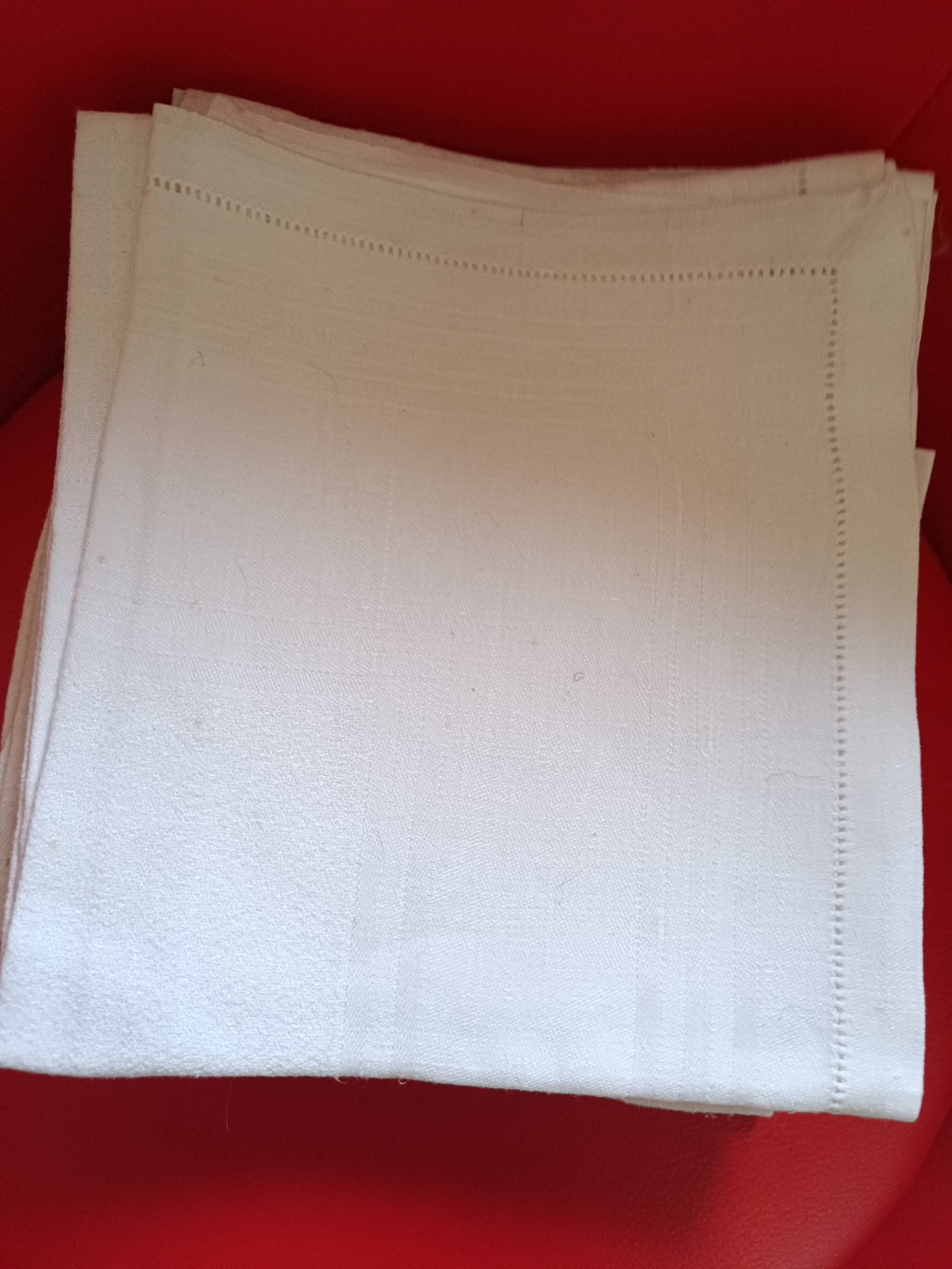 7 Damsée napkins with handmade small day border.