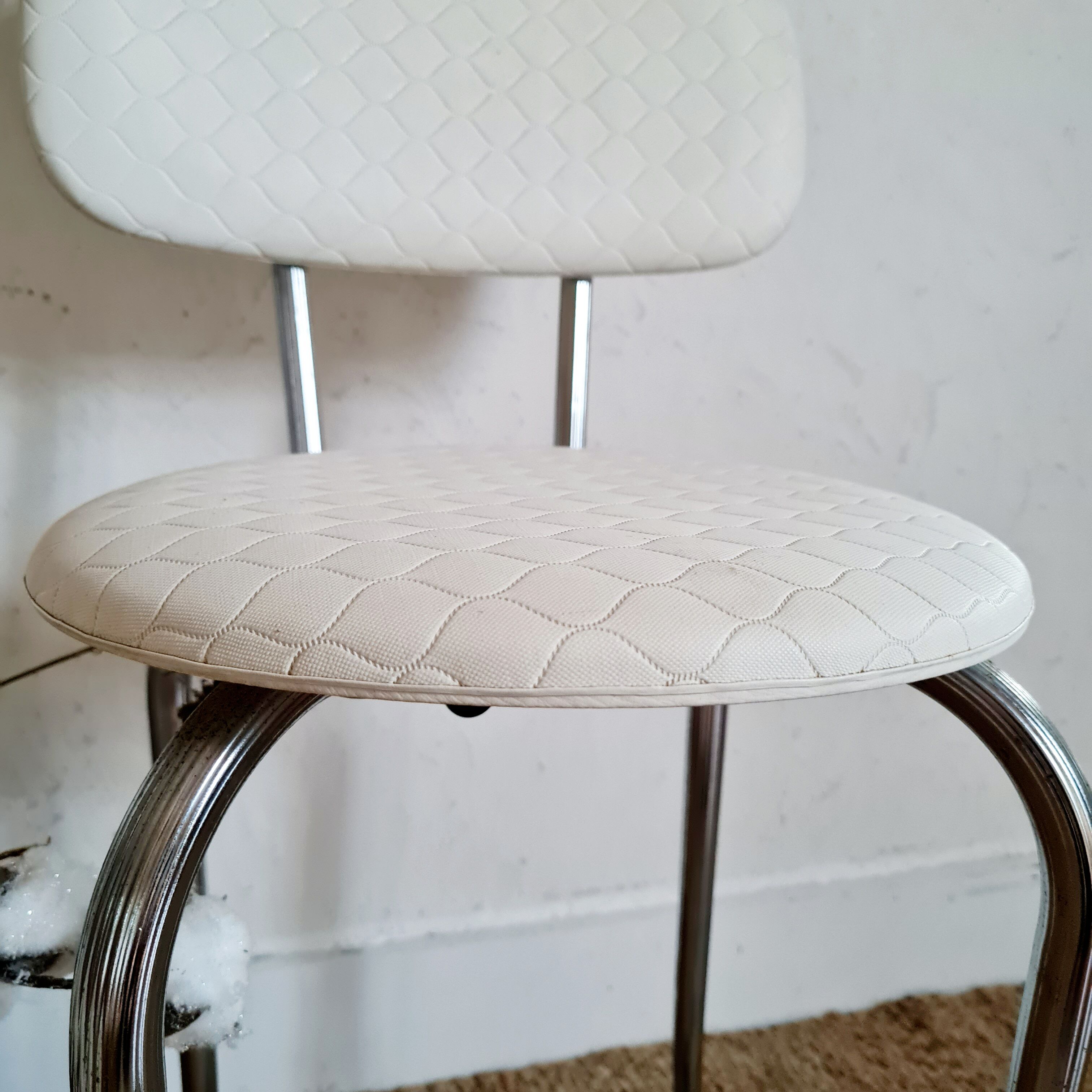 Retro 60s chair metal and white fabric