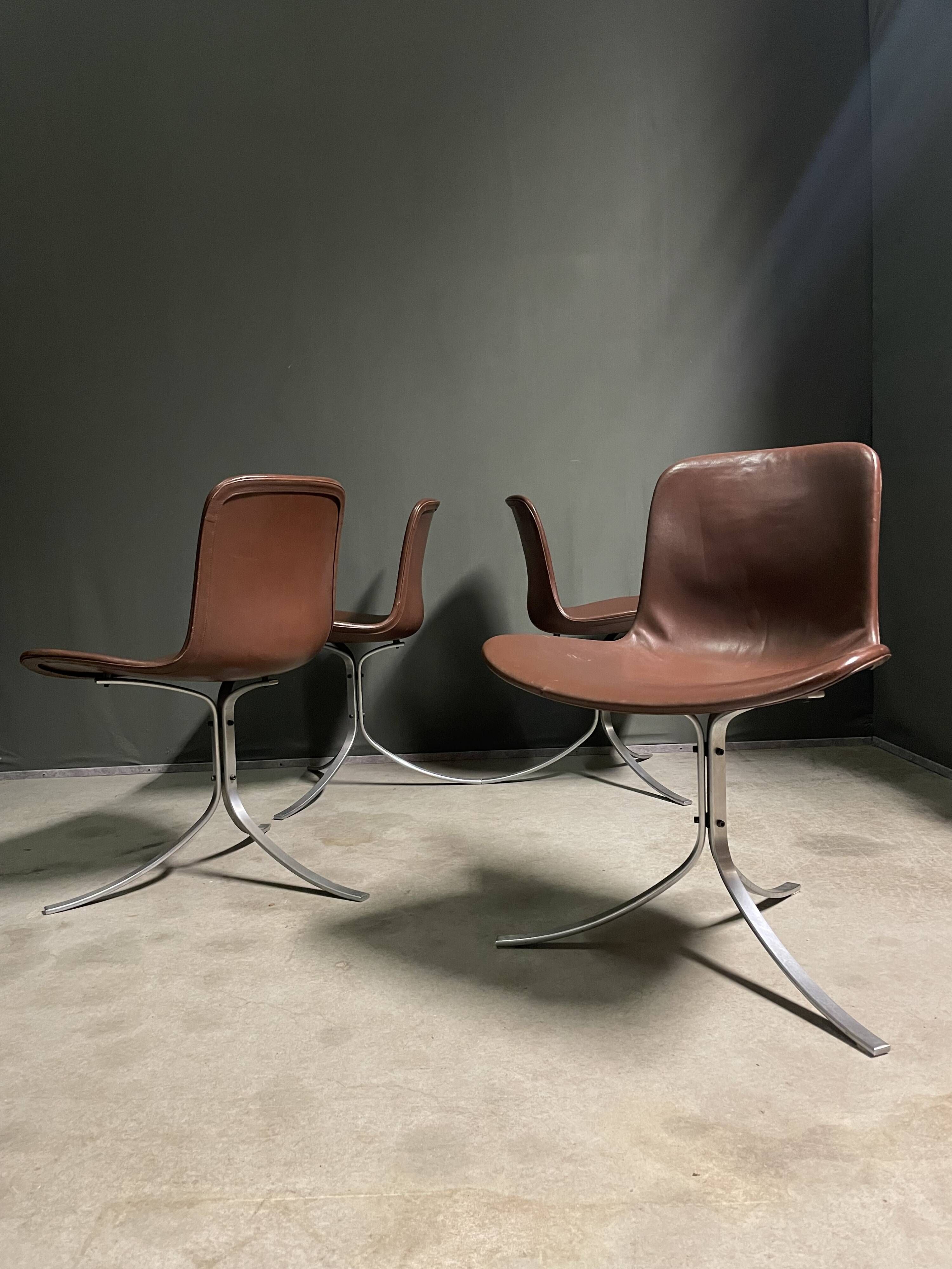 Set of 4 - pk9 chairs by poul kjærholm for e. kold christensen, 1960s