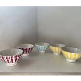 Set of 5 small striped bowls by Digoin France